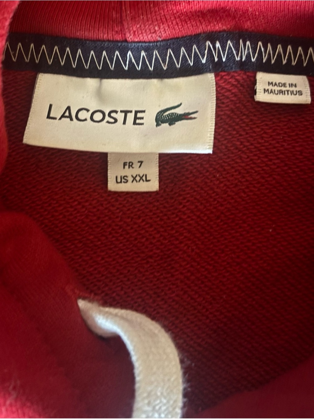 Lacoste Red Hooded Sweatshirt with Crocodile Logo - Picture 2 of 9